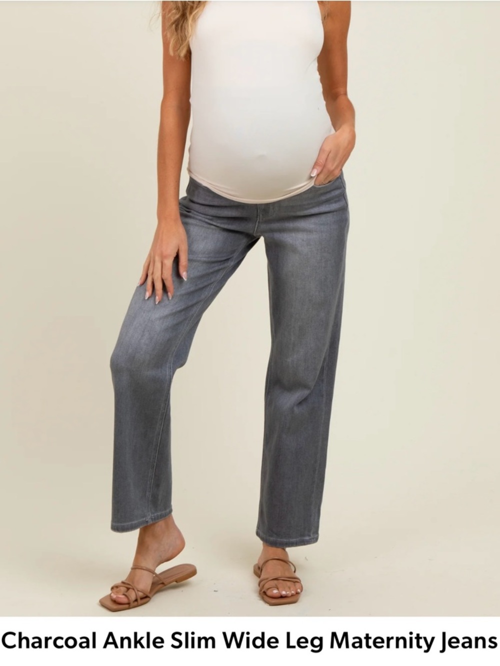 Pinkblush Charcoal Ankle Slim Wide Leg Maternity Jeans
